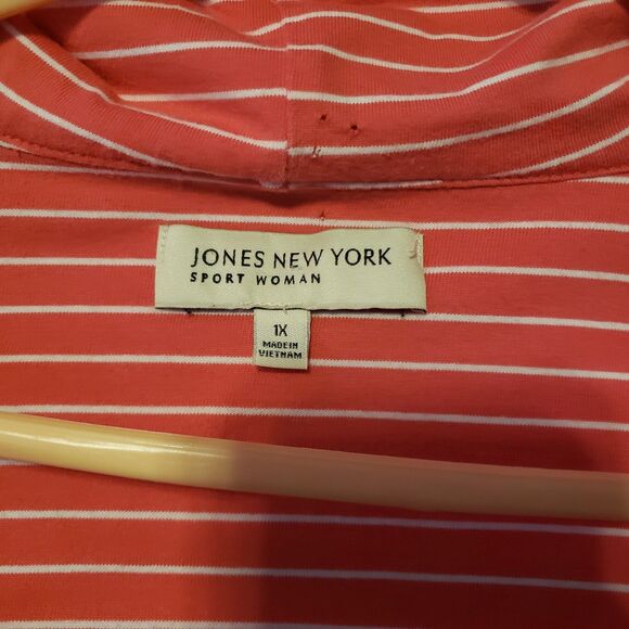 Jones New York  Full Zip Hooded Orange / Pink Jacket Women's Sz 1X - Picture 5 of 5